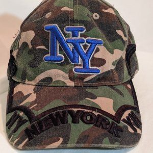 New York Hat - Camo and Blue - 90's Vintage